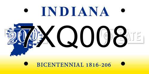 7XQ008 Indiana License Plate