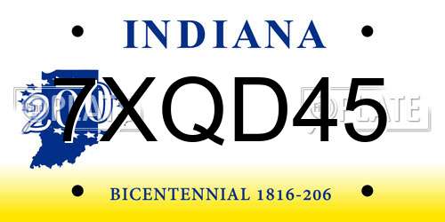 7XQD45 Indiana License Plate