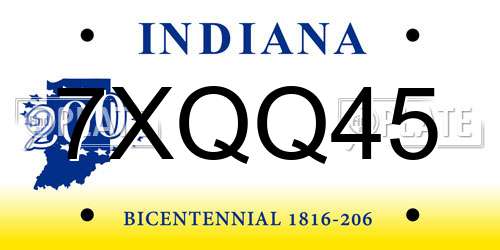 7XQQ45 Indiana License Plate