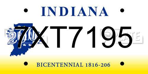 7XT7195 Indiana License Plate