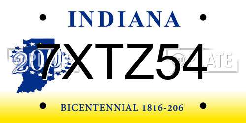 7XTZ54 Indiana License Plate