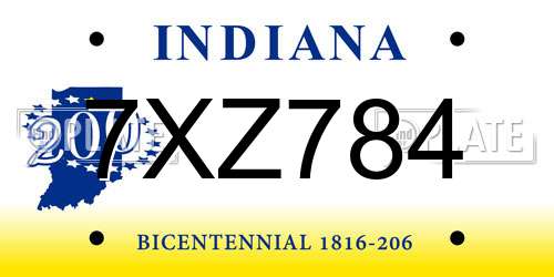 7XZ784 Indiana License Plate