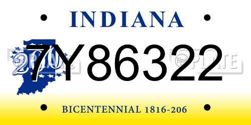 7Y86322 Indiana License Plate