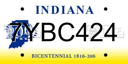 7YBC424 Indiana License Plate