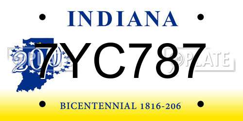 7YC787 Indiana License Plate