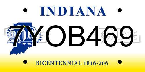 7YOB469 Indiana License Plate