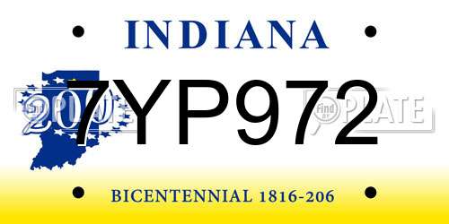 7YP972 Indiana License Plate