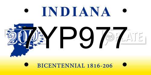 7YP977 Indiana License Plate