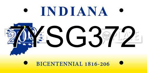 7YSG372 Indiana License Plate