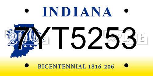 7YT5253 Indiana License Plate