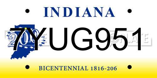 7YUG951 Indiana License Plate