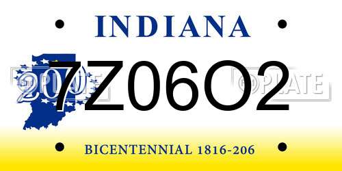 7Z06O2 Indiana License Plate
