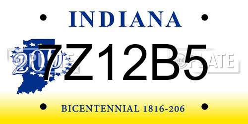 7Z12B5 Indiana License Plate