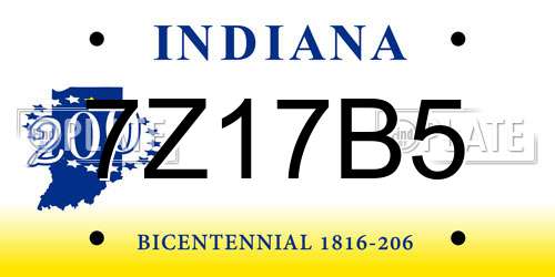 7Z17B5 Indiana License Plate