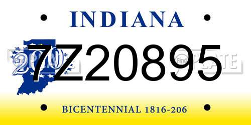 7Z20895 Indiana License Plate