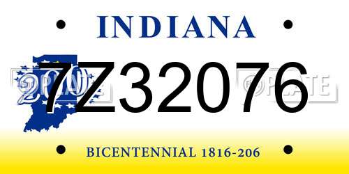 7Z32076 Indiana License Plate