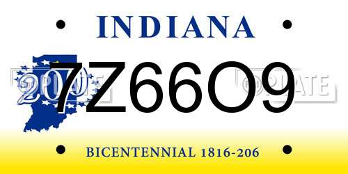 7Z66O9 Indiana License Plate