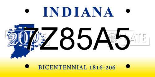 7Z85A5 Indiana License Plate