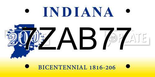 7ZAB77 Indiana License Plate