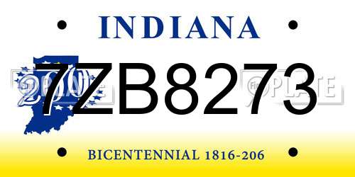 7ZB8273 Indiana License Plate