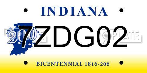 7ZDG02 Indiana License Plate