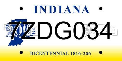 7ZDG034 Indiana License Plate