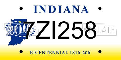 7ZI258 Indiana License Plate