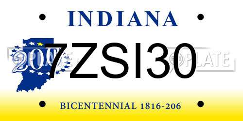 7ZSI30 Indiana License Plate