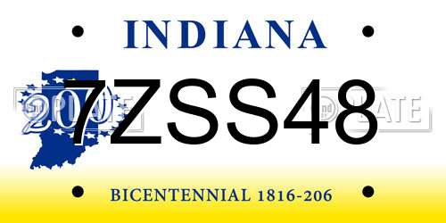 7ZSS48 Indiana License Plate