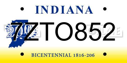 7ZTO852 Indiana License Plate