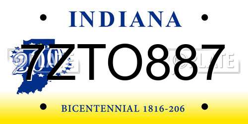 7ZTO887 Indiana License Plate