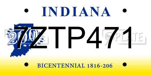 7ZTP471 Indiana License Plate