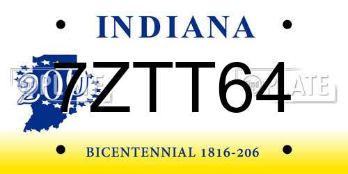 7ZTT64 Indiana License Plate