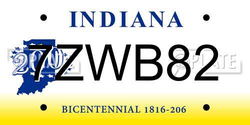 7ZWB82 Indiana License Plate