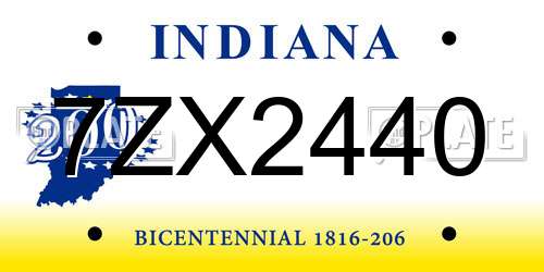 7ZX2440 Indiana License Plate