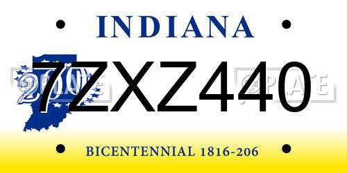 7ZXZ440 Indiana License Plate