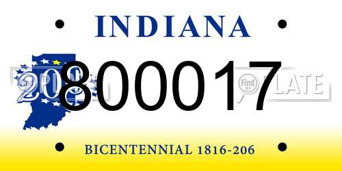 800017 Indiana License Plate