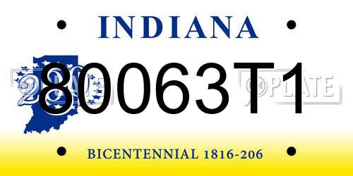 80063T1 Indiana License Plate