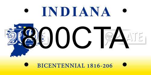 800CTA Indiana License Plate