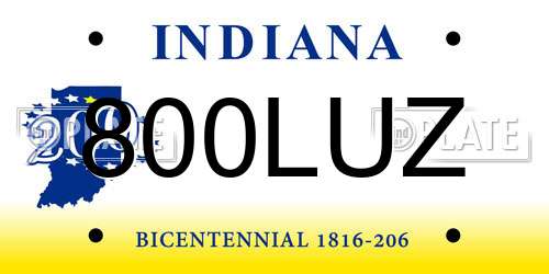 800LUZ Indiana License Plate