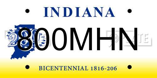 800MHN Indiana License Plate