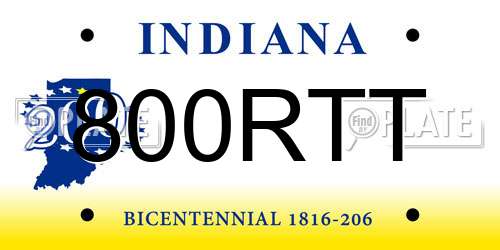 800RTT Indiana License Plate