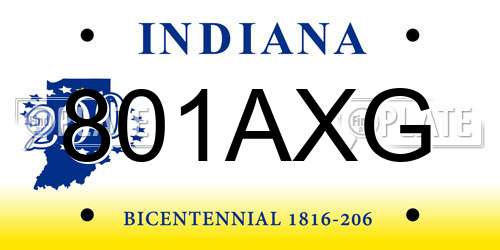 801AXG Indiana License Plate