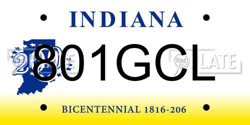 801GCL Indiana License Plate