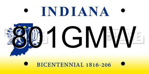801GMW Indiana License Plate