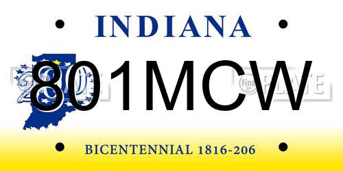 801MCW Indiana License Plate