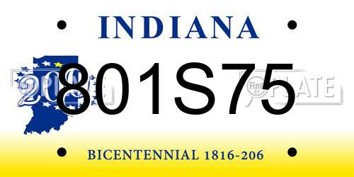 801S75 Indiana License Plate