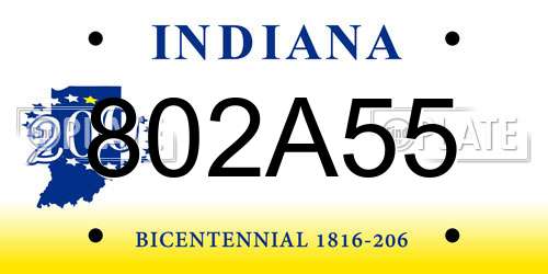 802A55 Indiana License Plate