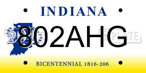 802AHG Indiana License Plate