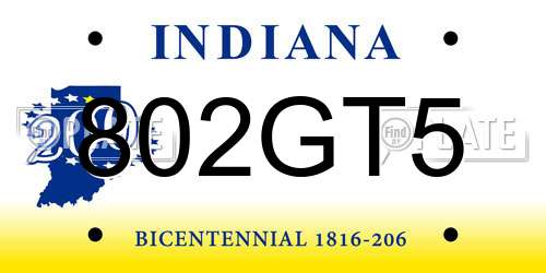 802GT5 Indiana License Plate